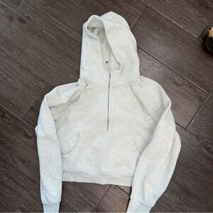 lululemon athletica 1/2 Zip Light Gray Scuba Women's Hoodie XL